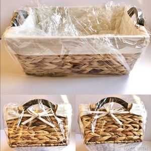 NEW Braided Seagrass Basket w/ Natural Liner Brown 15 1/8” NWOT